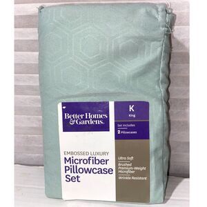 Better Homes & Gardens Microfiber Pillowcase King Teal Tears Embroidered NEW!